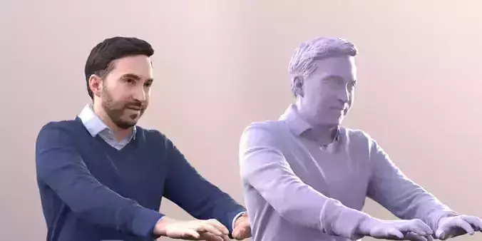 Anselmo 10231 On Desk Sitting Man Working On PC