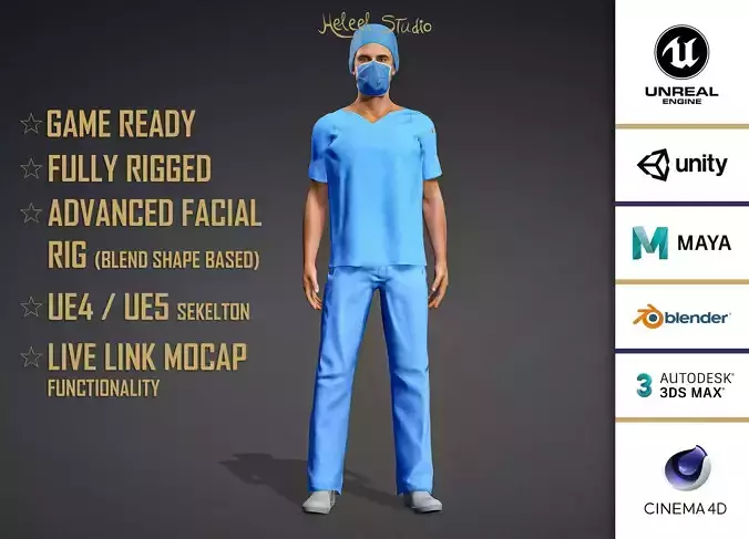 High Quality Male Nurse Low-poly 3D model