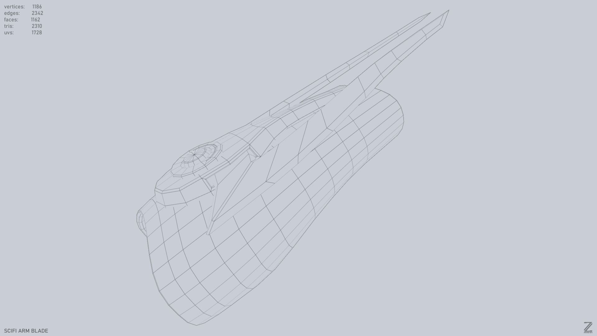 Scifi arm blade Low-poly 3D model_14