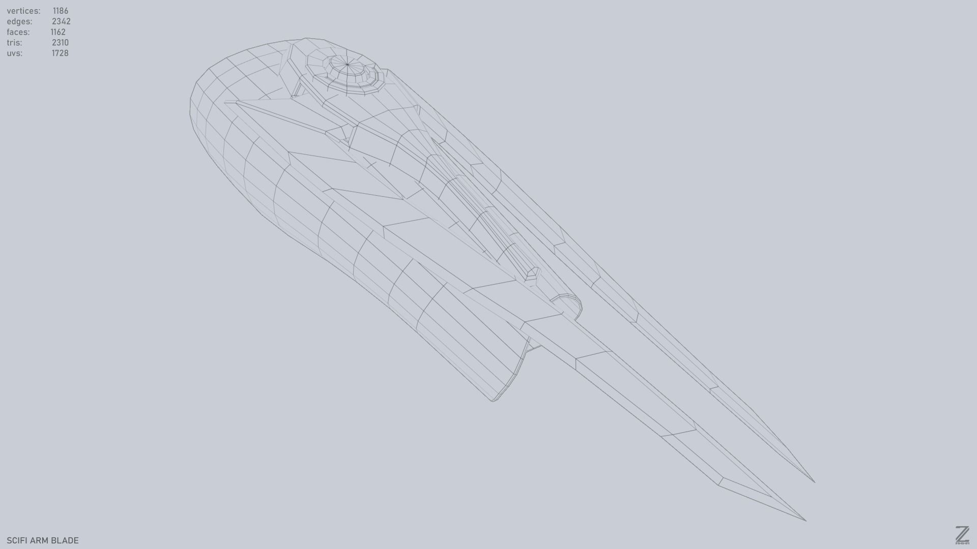 Scifi arm blade Low-poly 3D model_8