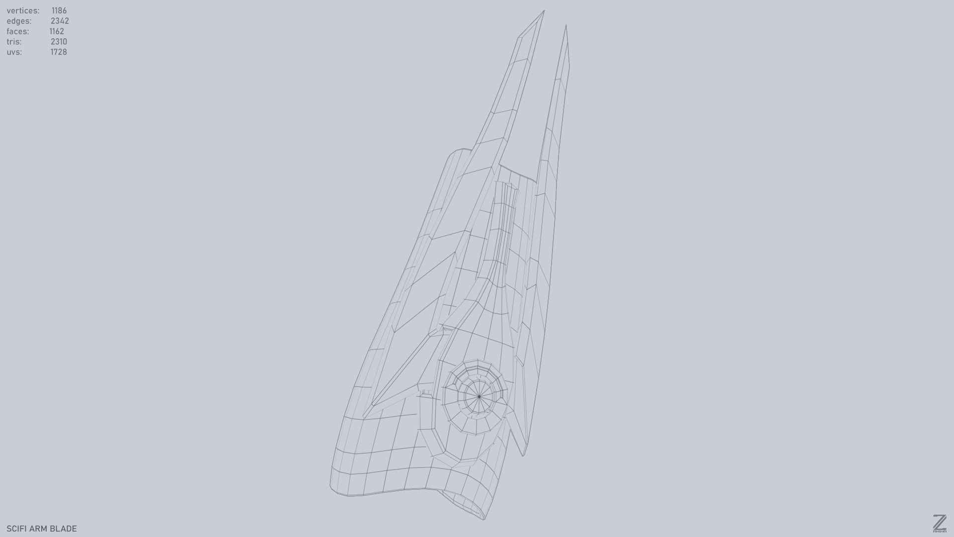 Scifi arm blade Low-poly 3D model_13