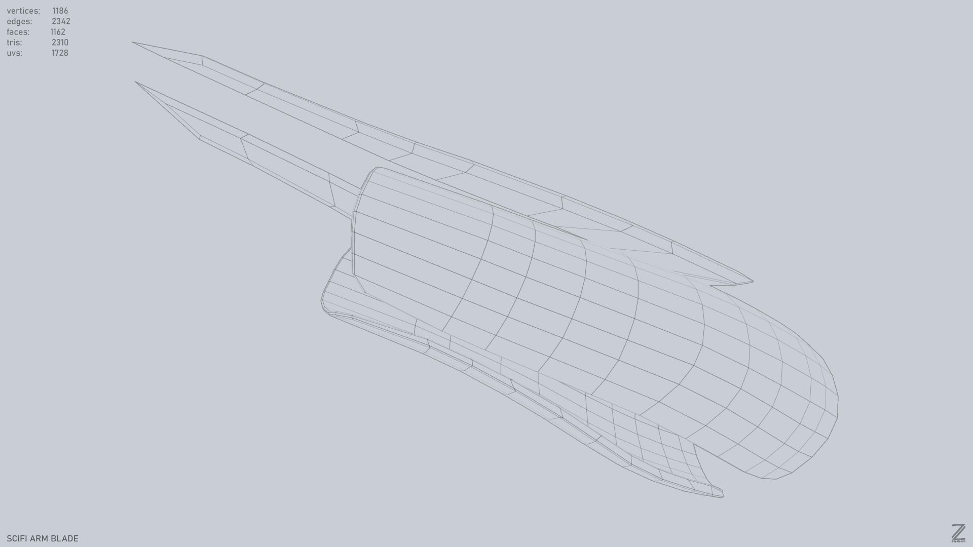 Scifi arm blade Low-poly 3D model_12