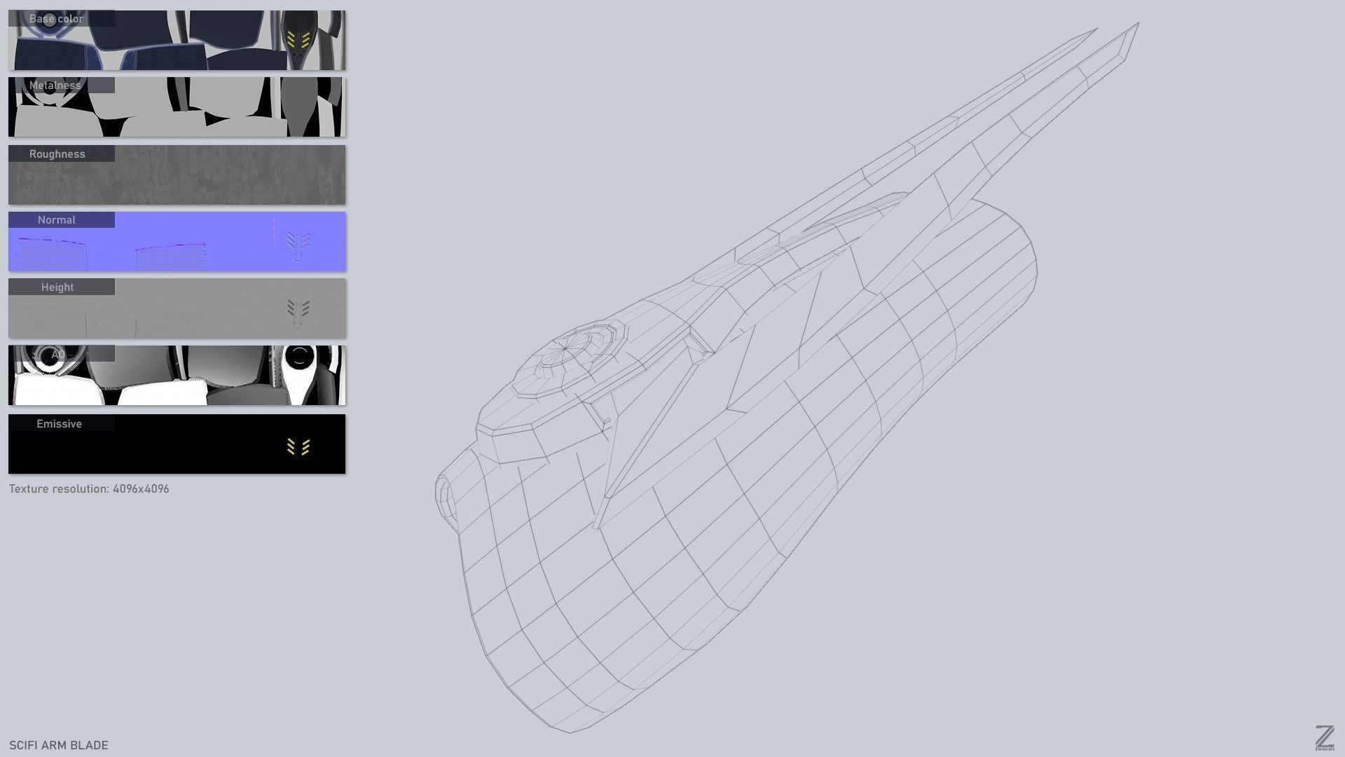 Scifi arm blade Low-poly 3D model_2