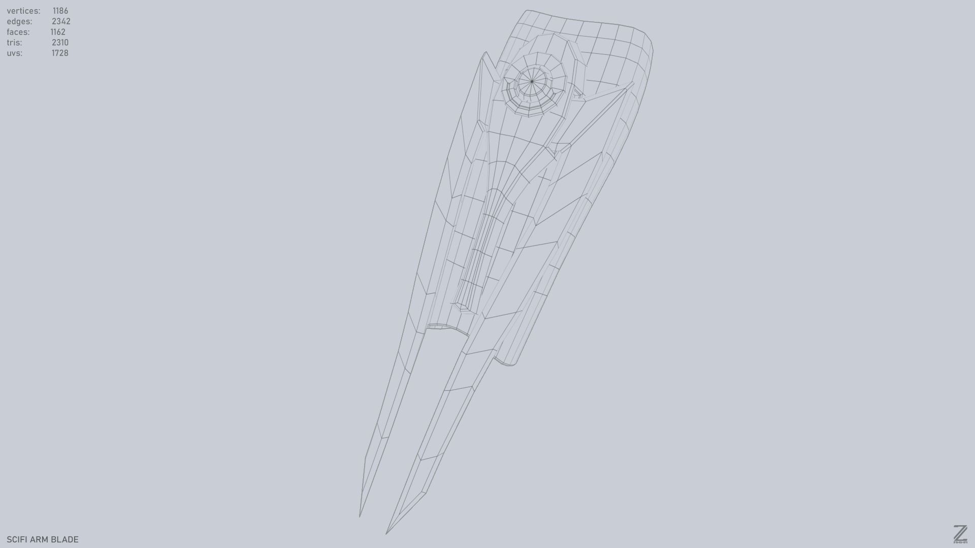 Scifi arm blade Low-poly 3D model_11