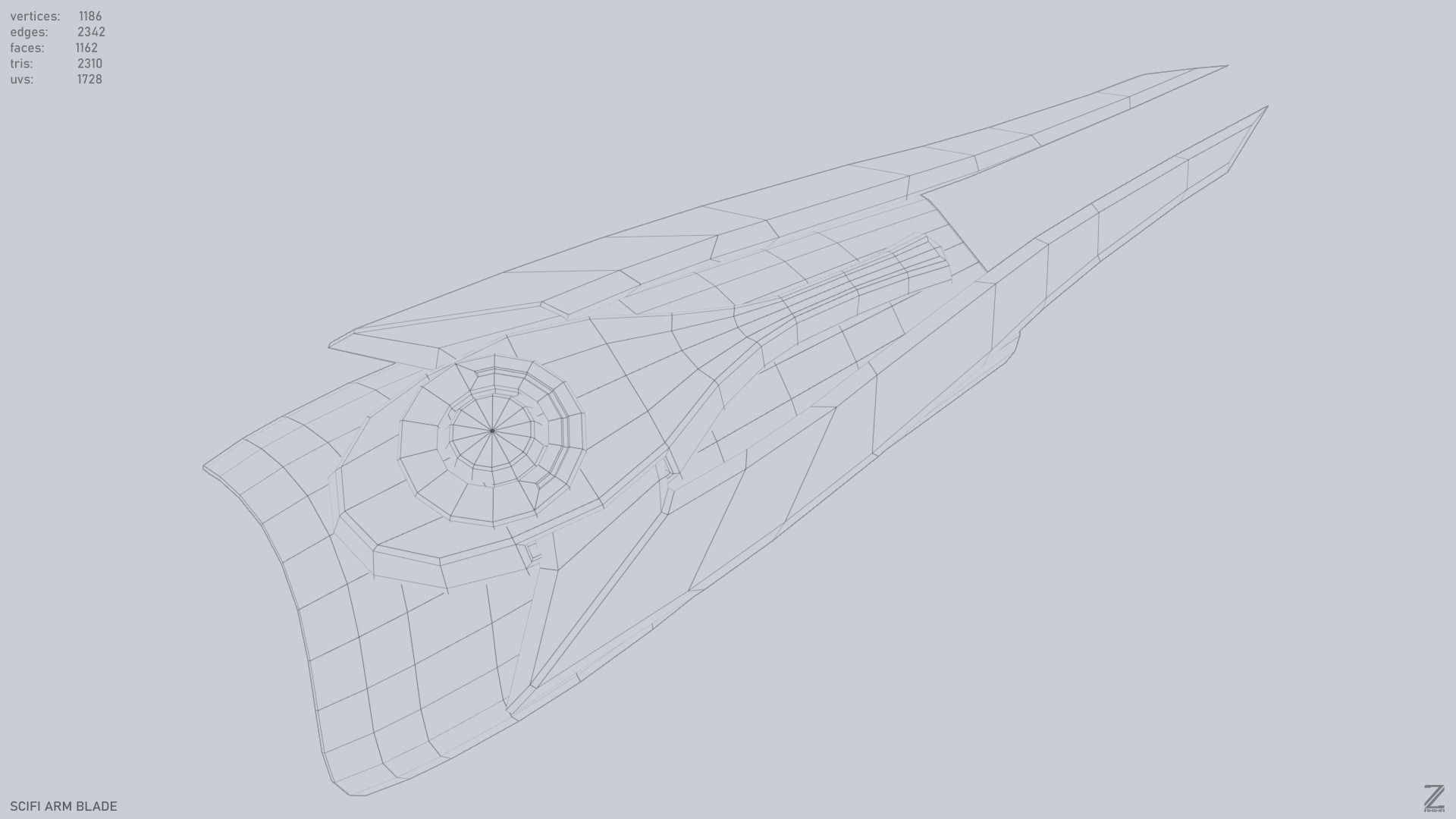 Scifi arm blade Low-poly 3D model_10