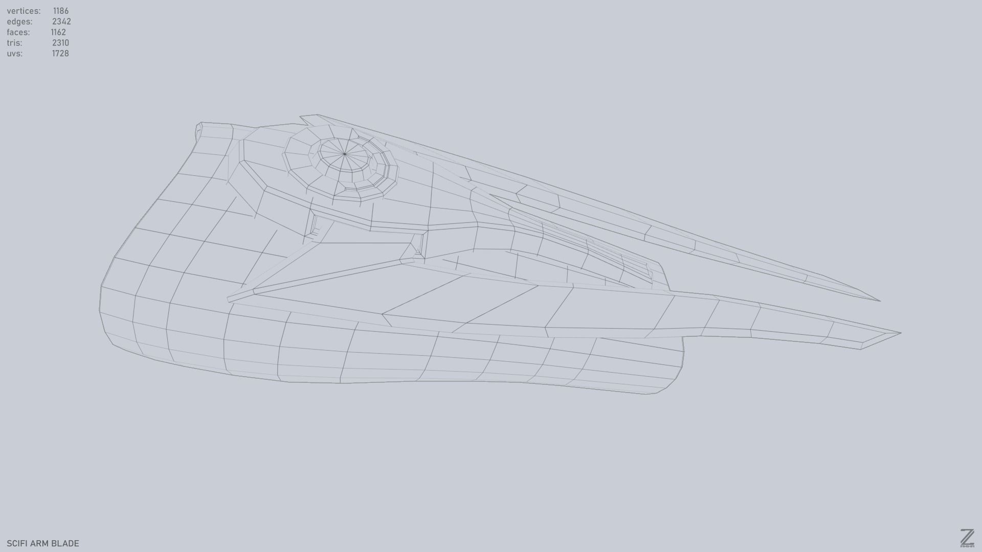 Scifi arm blade Low-poly 3D model_9