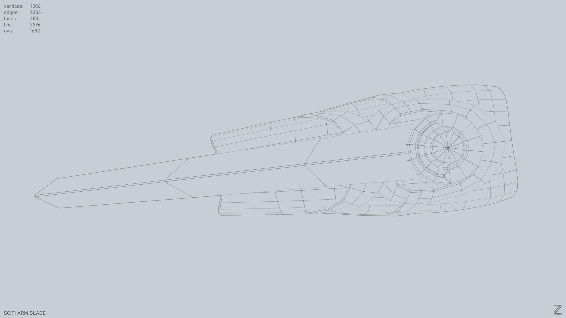 Scifi arm blade Low-poly 3D model_13