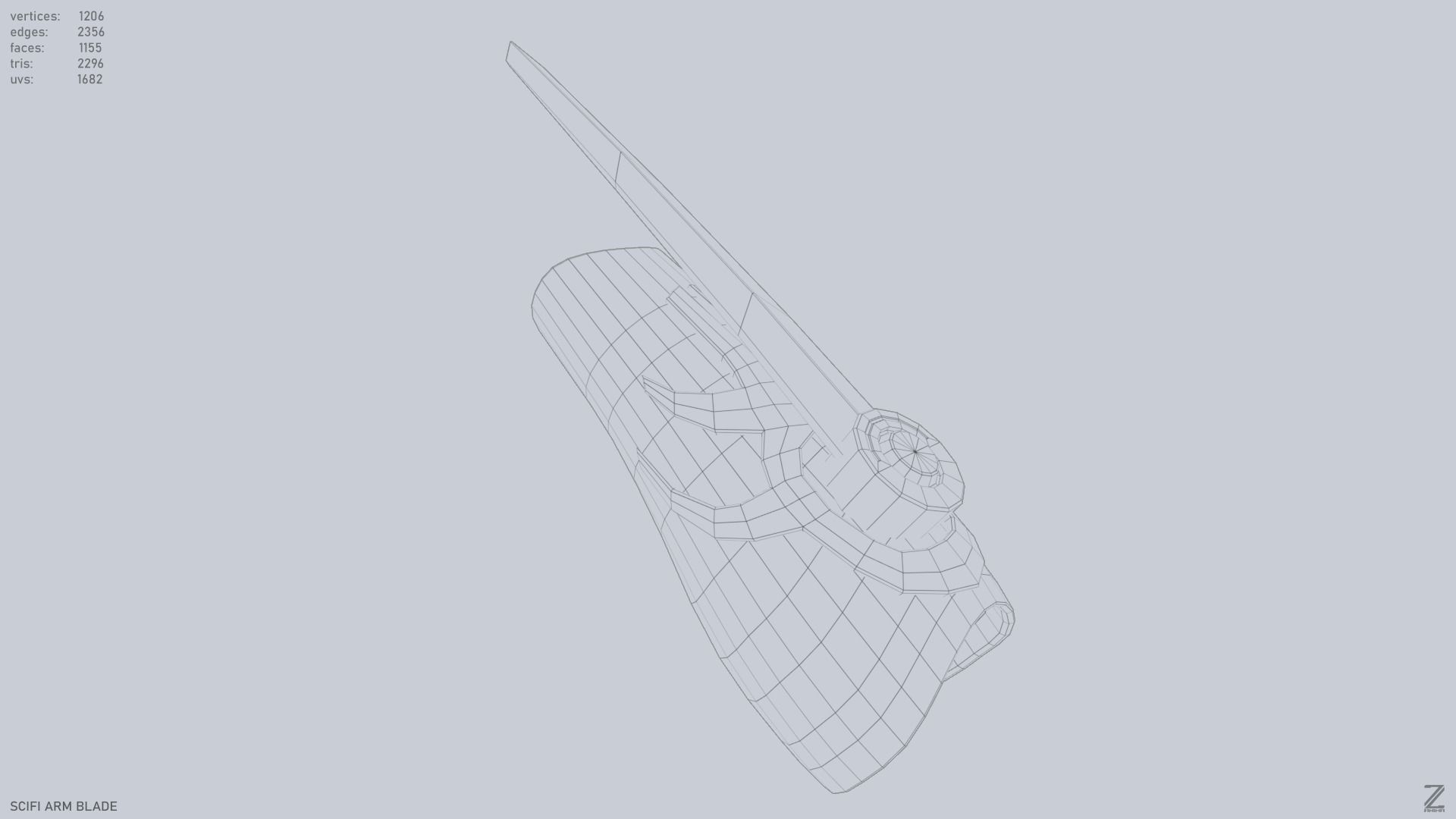 Scifi arm blade Low-poly 3D model_12