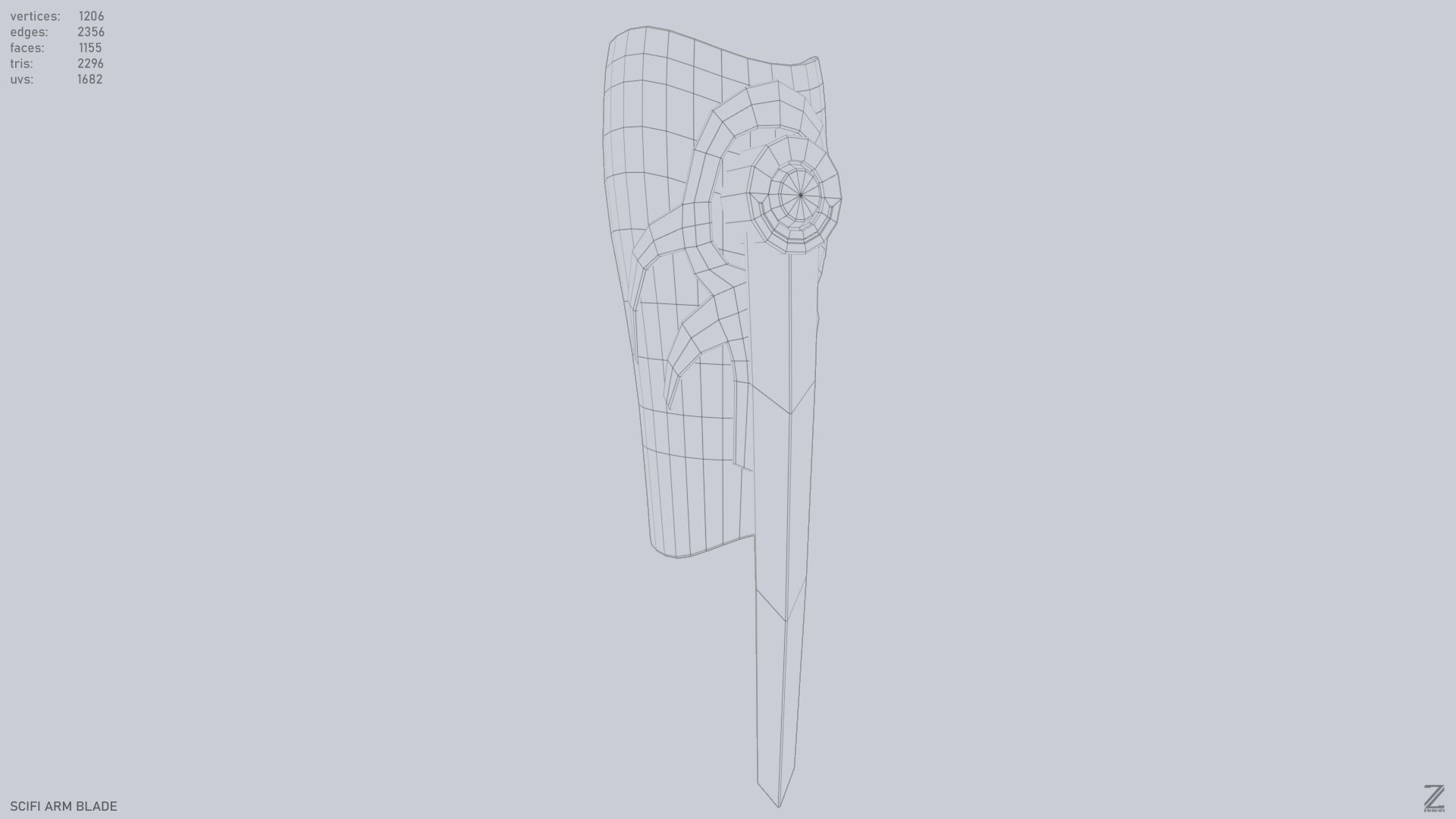 Scifi arm blade Low-poly 3D model_8