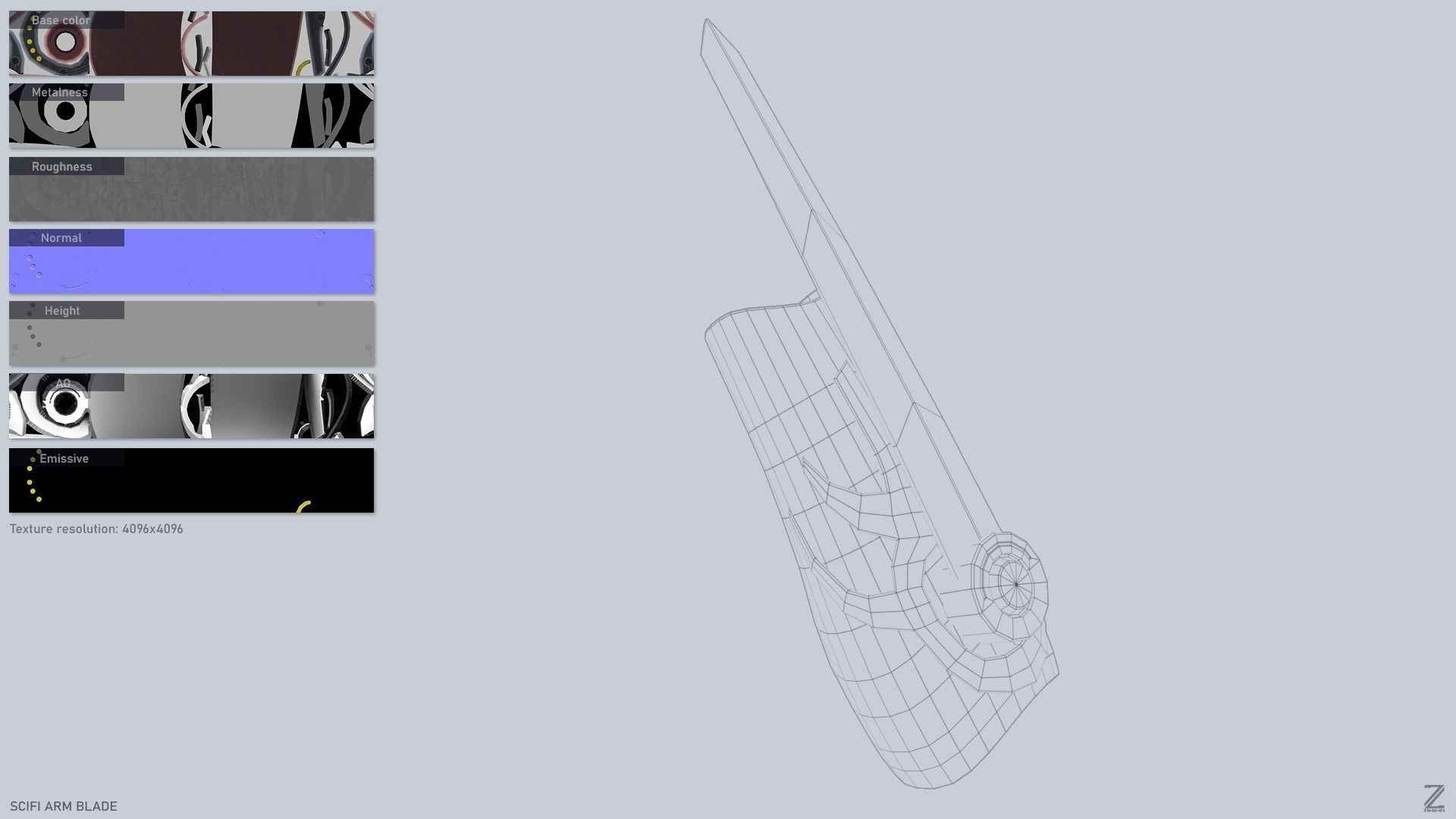 Scifi arm blade Low-poly 3D model_2