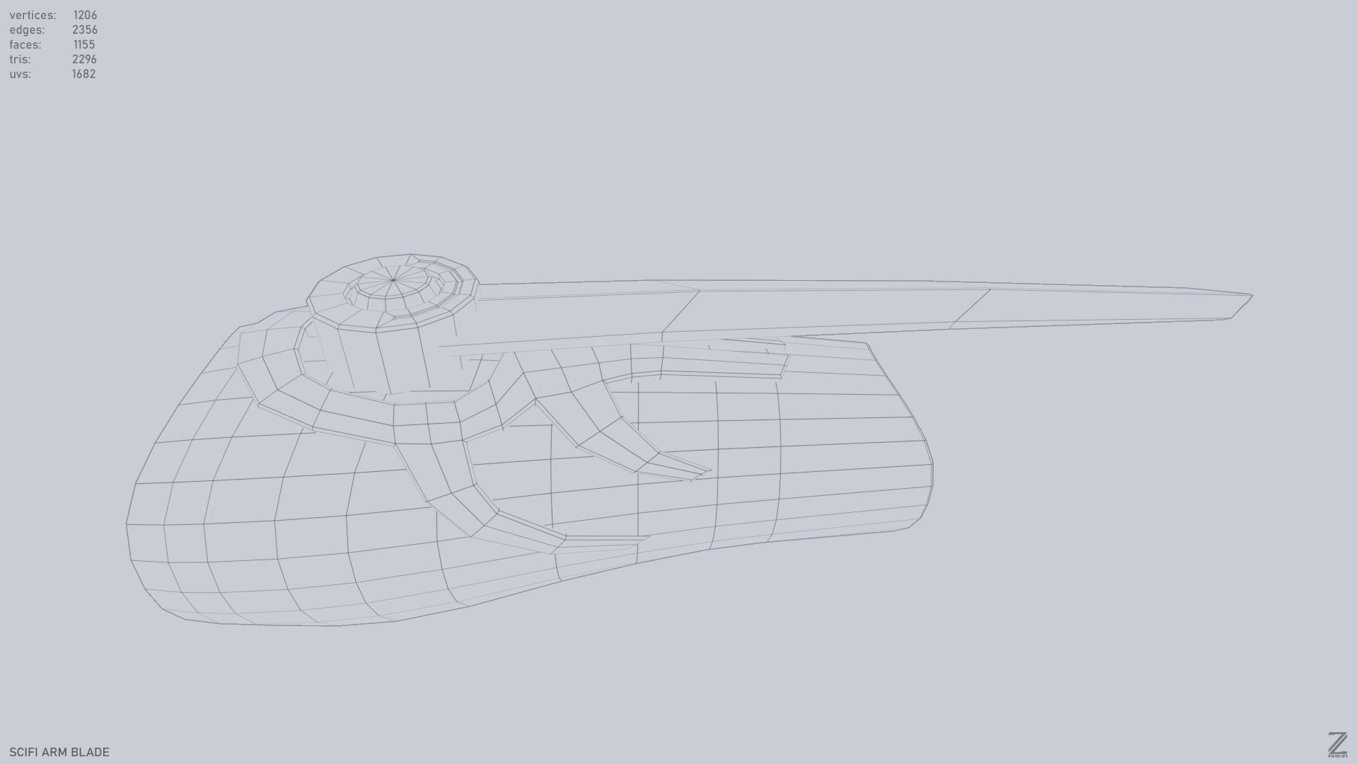 Scifi arm blade Low-poly 3D model_10