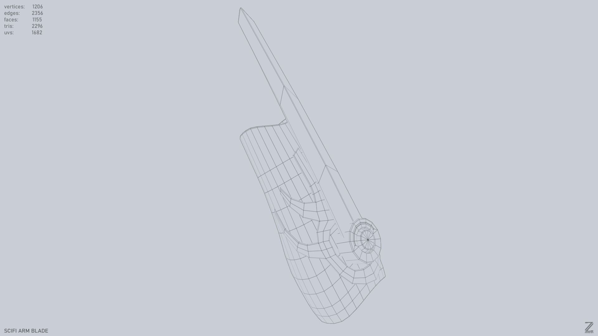 Scifi arm blade Low-poly 3D model_14