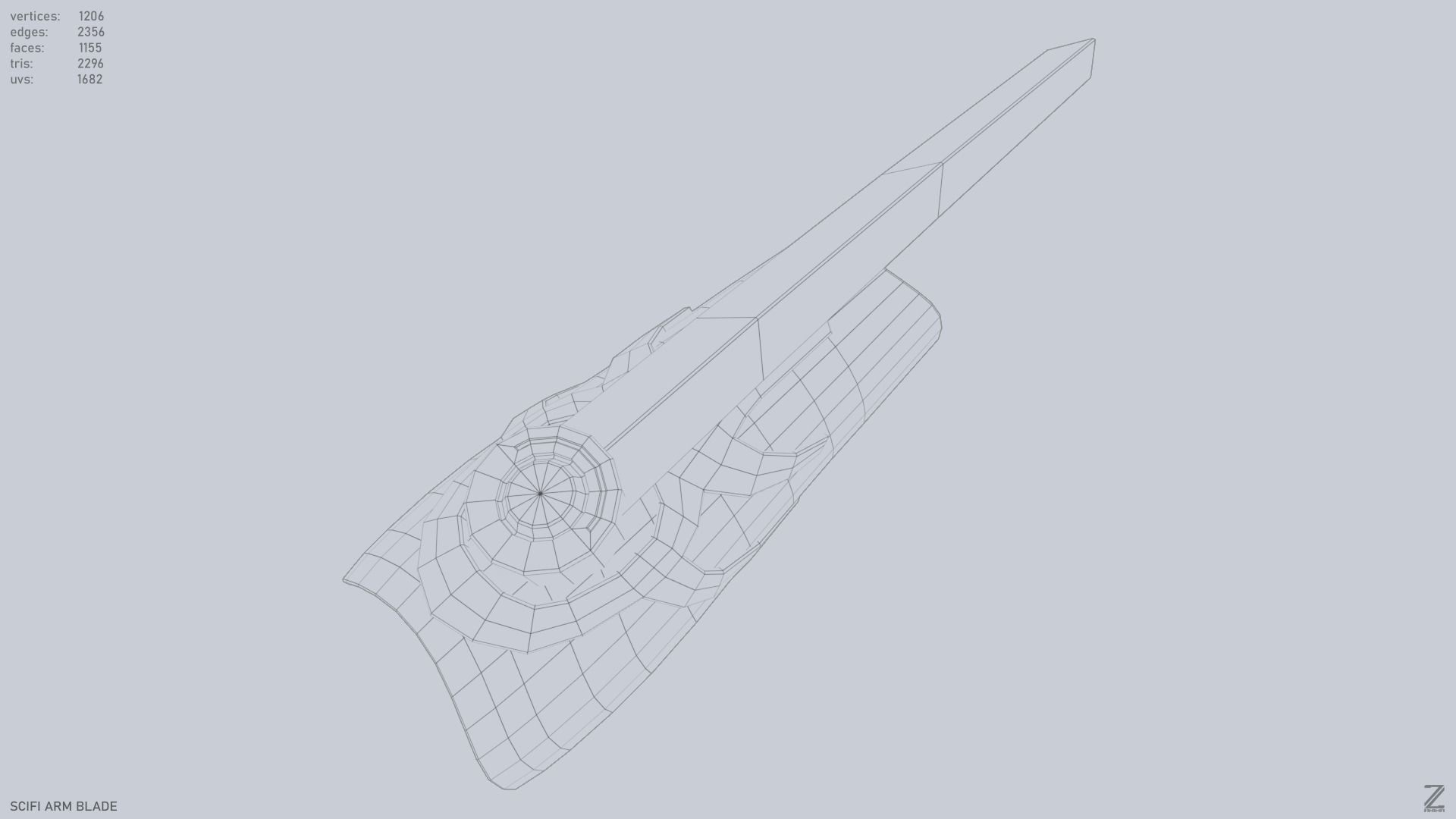 Scifi arm blade Low-poly 3D model_11