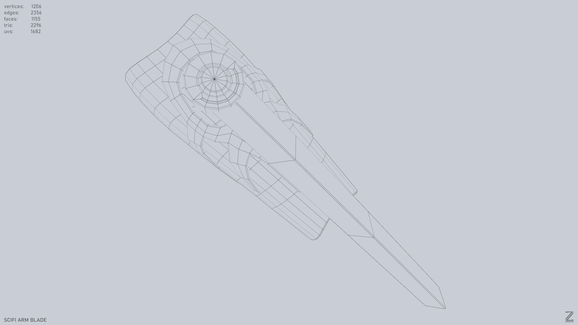Scifi arm blade Low-poly 3D model_9