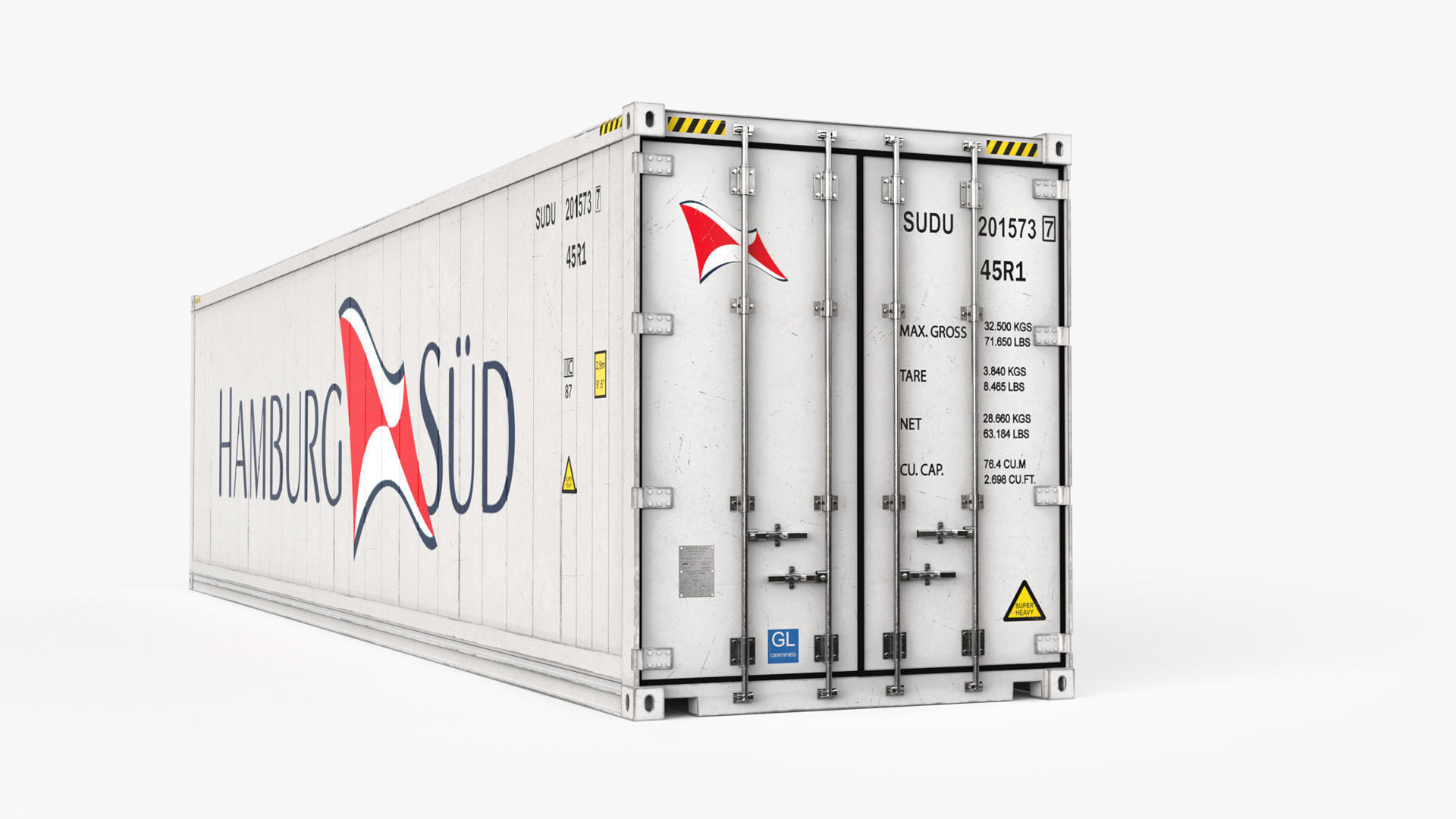 40ft  HAMBURG SUD Container Reefer CARRIER  3D model_4