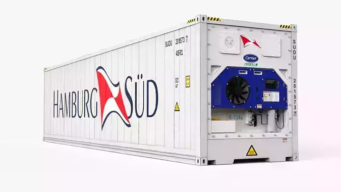 40ft  HAMBURG SUD Container Reefer CARRIER  3D model
