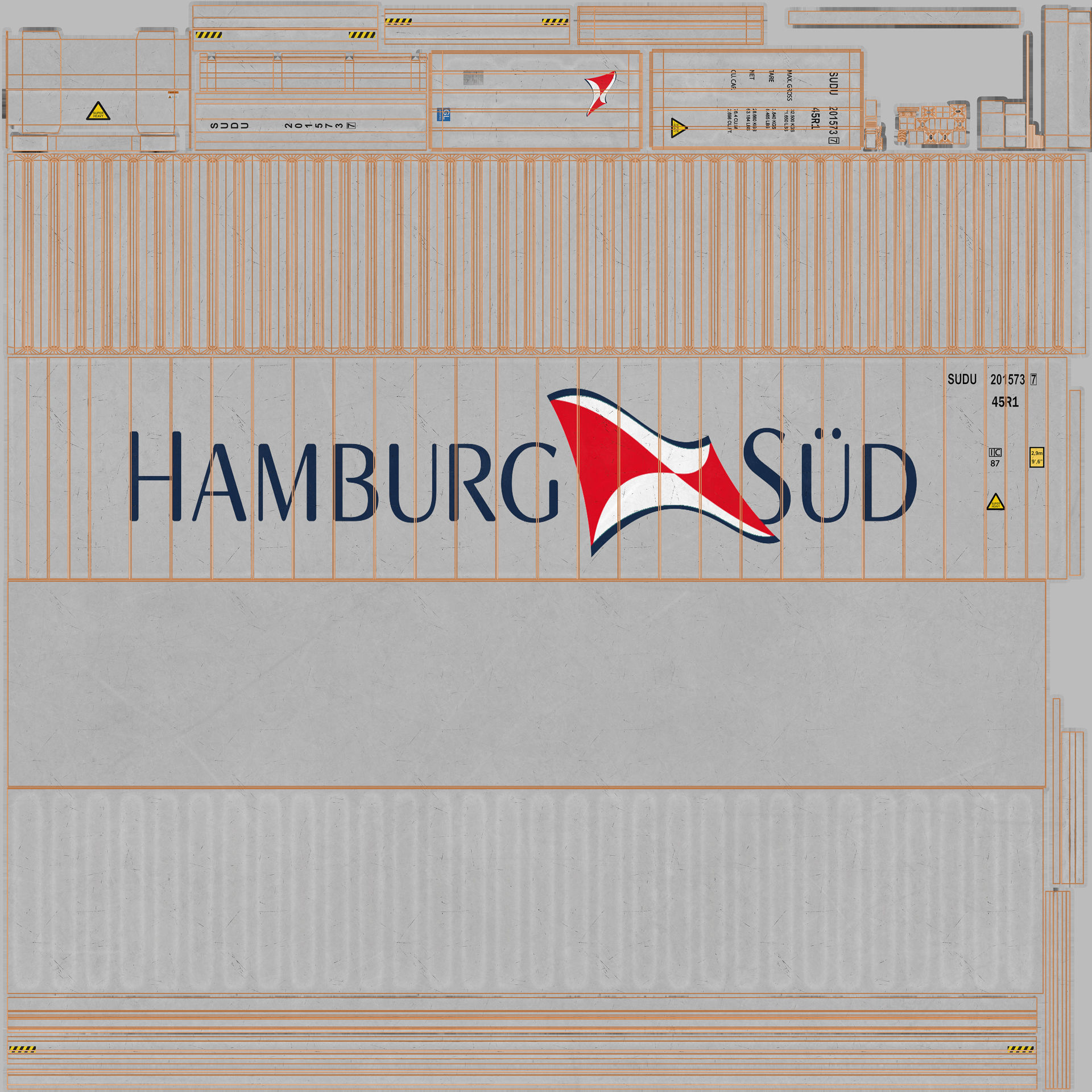 40ft  HAMBURG SUD Container Reefer CARRIER  3D model_9