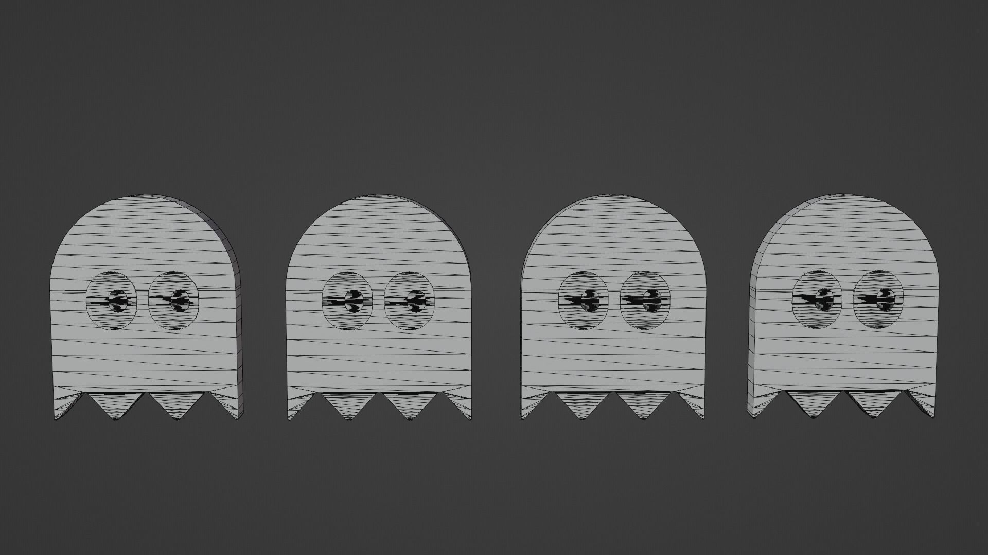 Pacman Ghost Low-poly 3D model_2