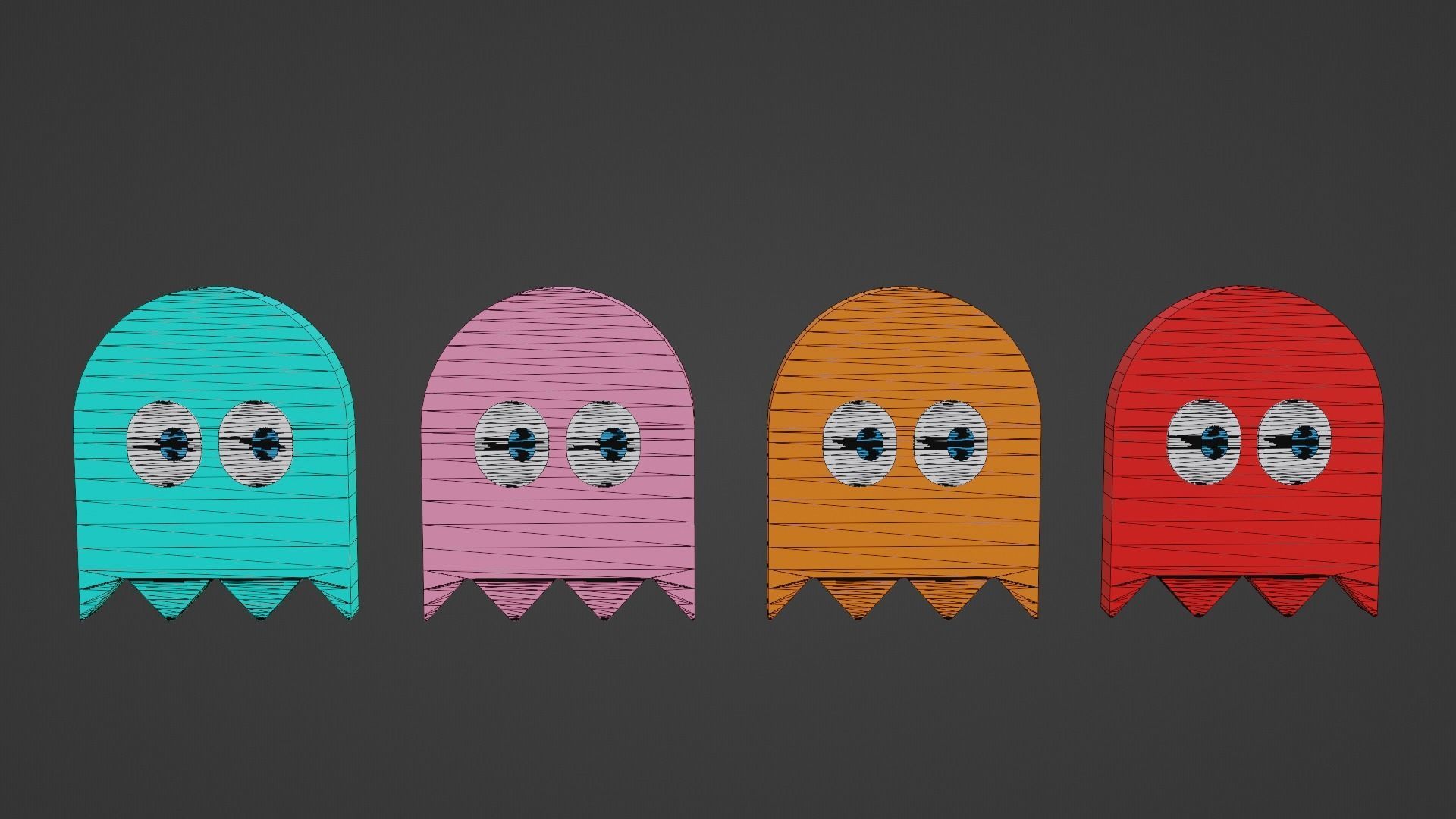 Pacman Ghost Low-poly 3D model_14
