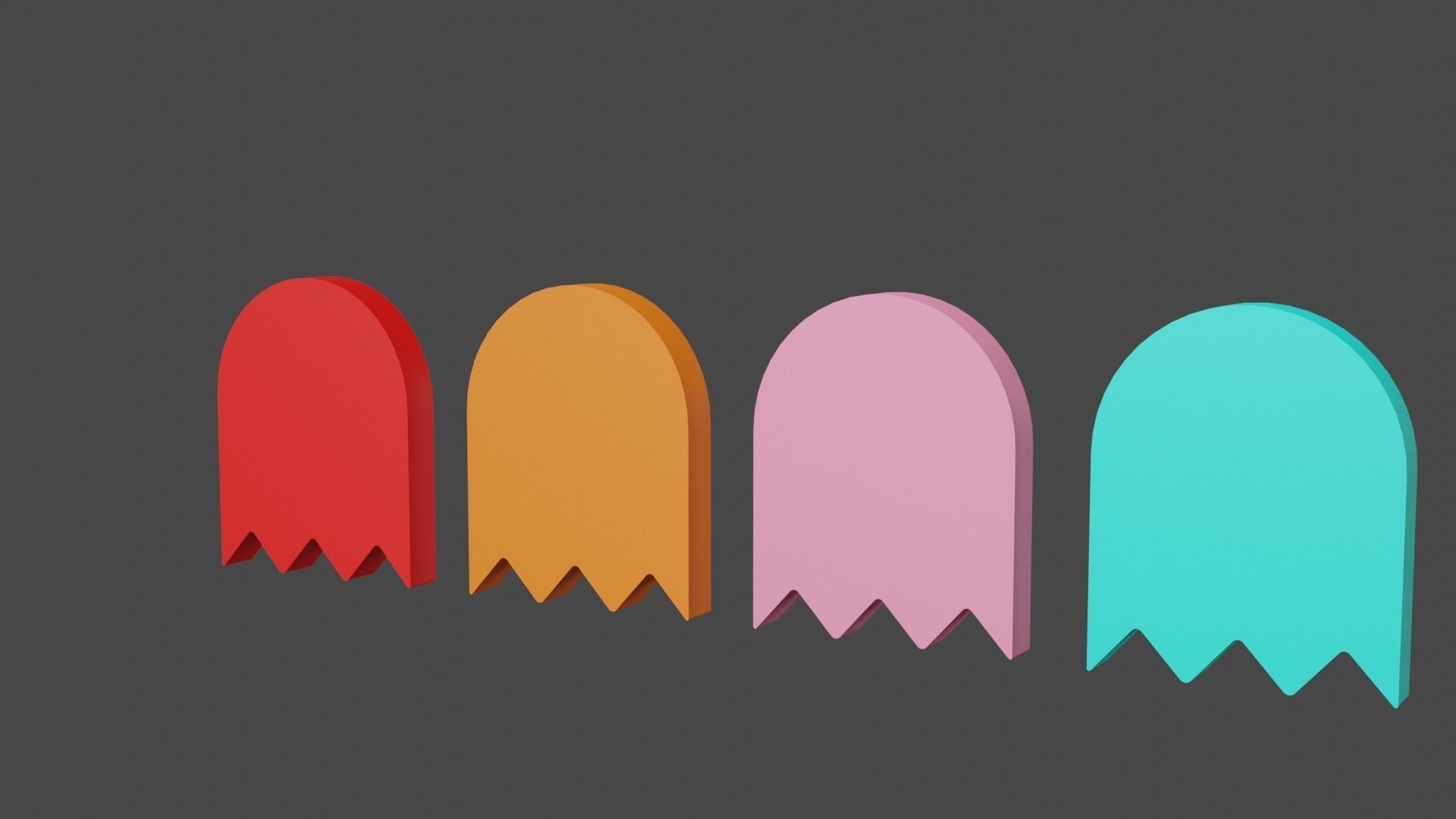 Pacman Ghost Low-poly 3D model_7