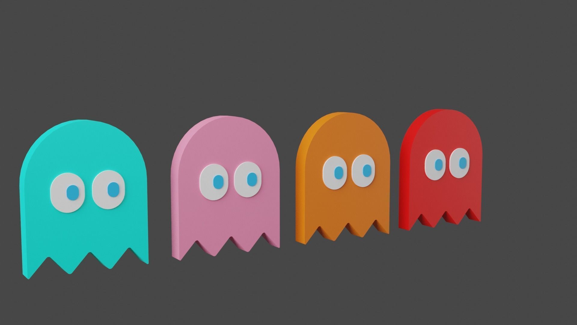 Pacman Ghost Low-poly 3D model_3
