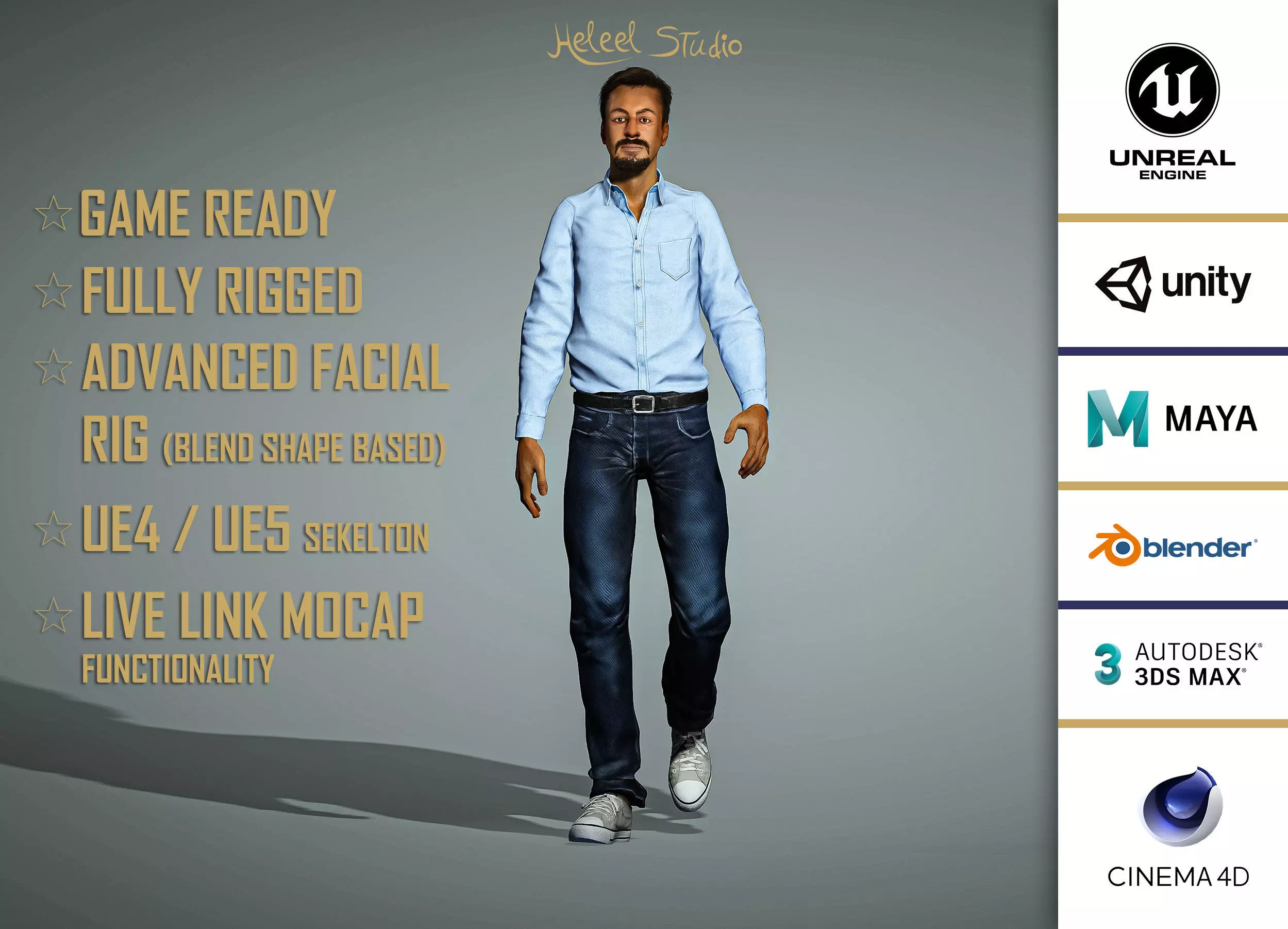 High Quality Male Middle East Indian Low-poly 3D model_0