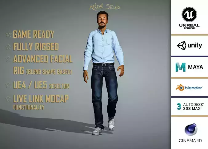 High Quality Male Middle East Indian Low-poly 3D model