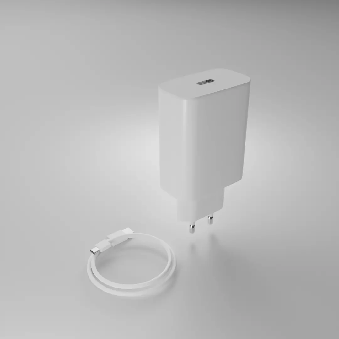 Xiaomi Mi 20W Charger USB-C EU Low-poly 3D model_0