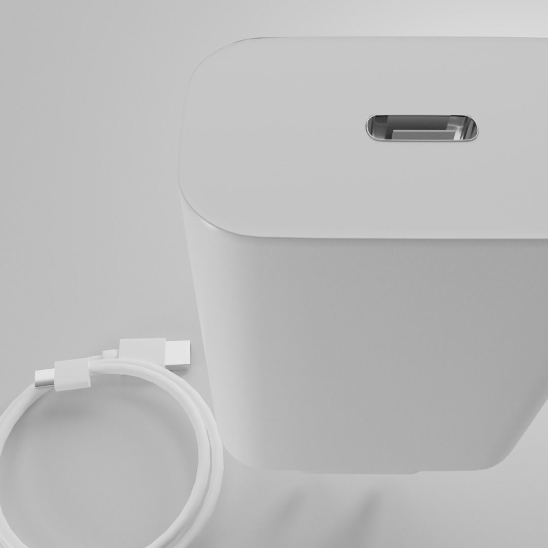 Xiaomi Mi 20W Charger USB-C EU Low-poly 3D model_3