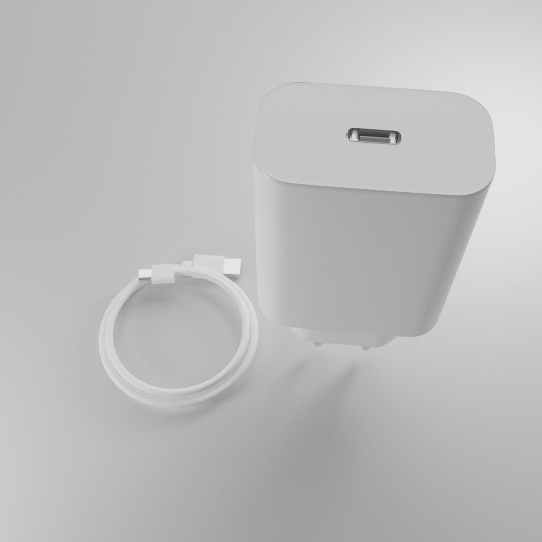 Xiaomi Mi 20W Charger USB-C EU Low-poly 3D model_1