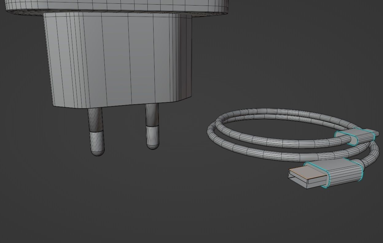 Xiaomi Mi 20W Charger USB-C EU Low-poly 3D model_6