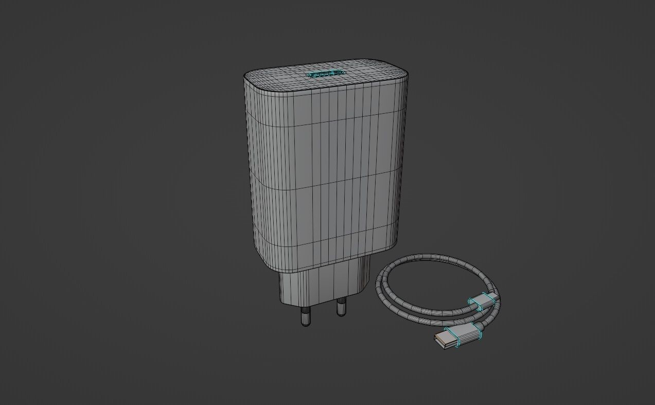 Xiaomi Mi 20W Charger USB-C EU Low-poly 3D model_5