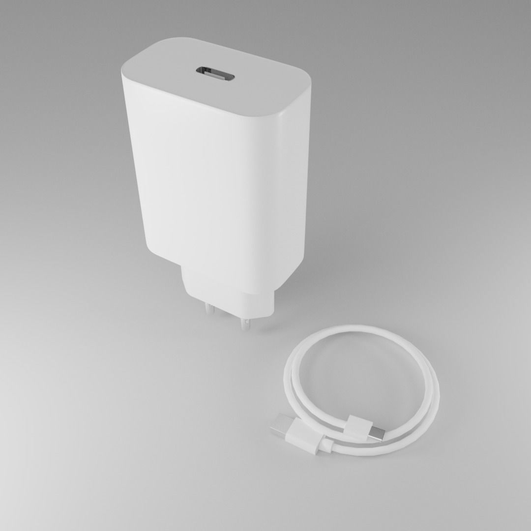 Xiaomi Mi 20W Charger USB-C EU Low-poly 3D model_2