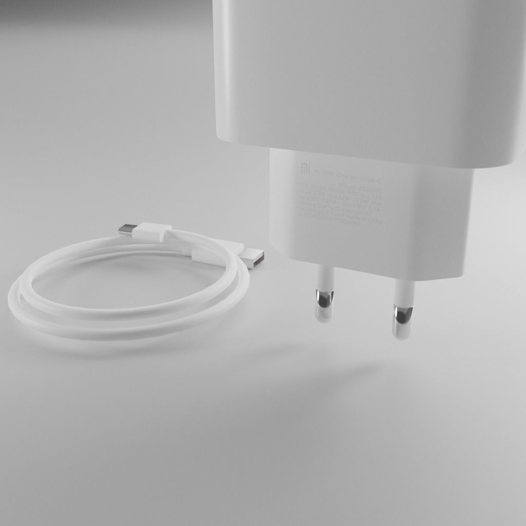 Xiaomi Mi 20W Charger USB-C EU Low-poly 3D model_4