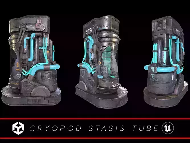 Cryopod Stasis Tube Low-poly 3D model