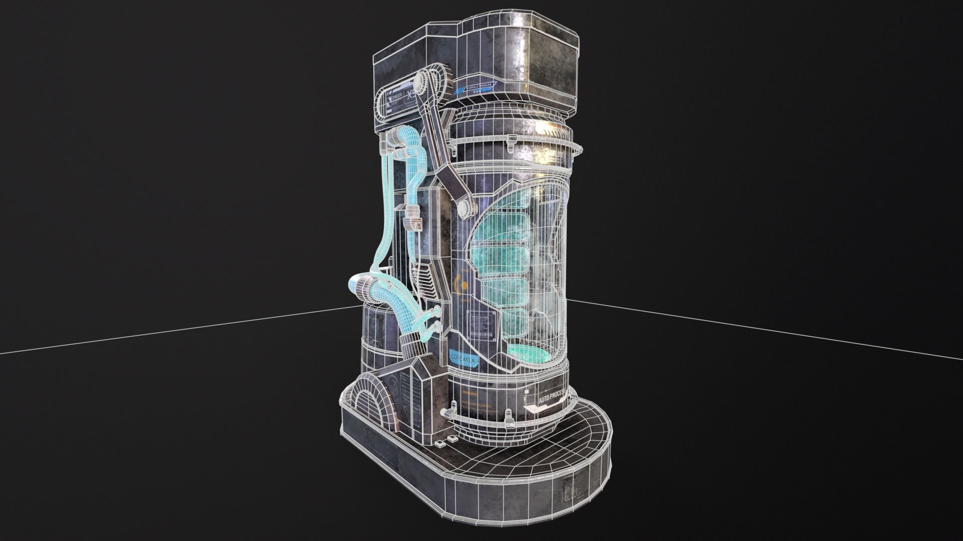 Cryopod Stasis Tube Low-poly 3D model_3