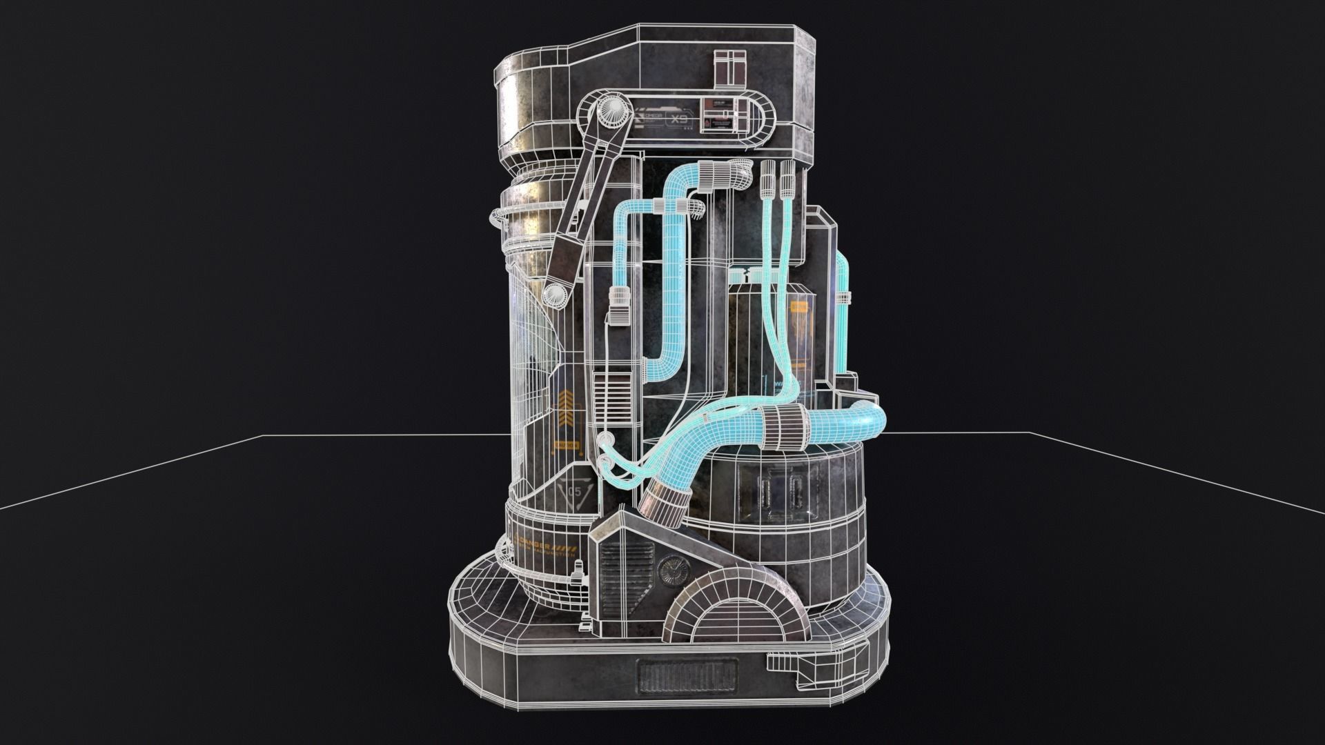 Cryopod Stasis Tube Low-poly 3D model_9