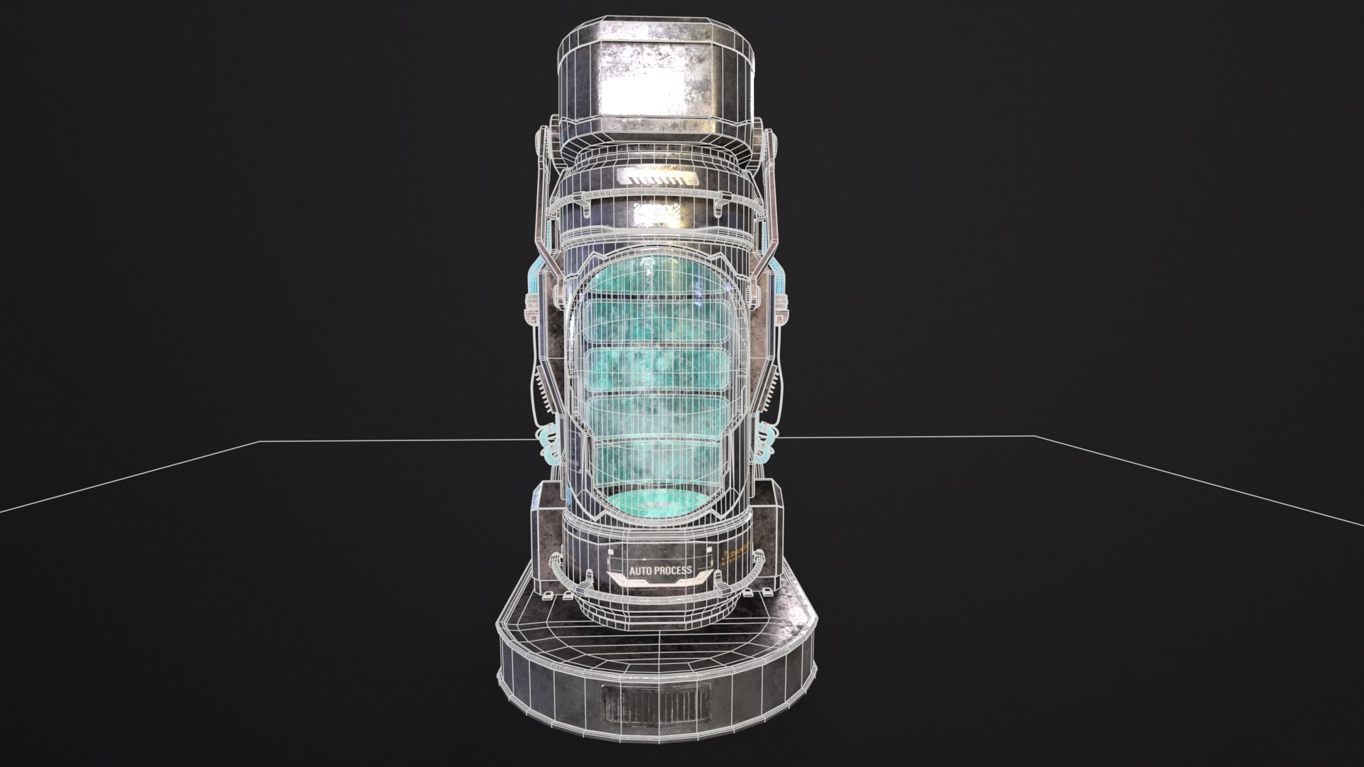 Cryopod Stasis Tube Low-poly 3D model_5