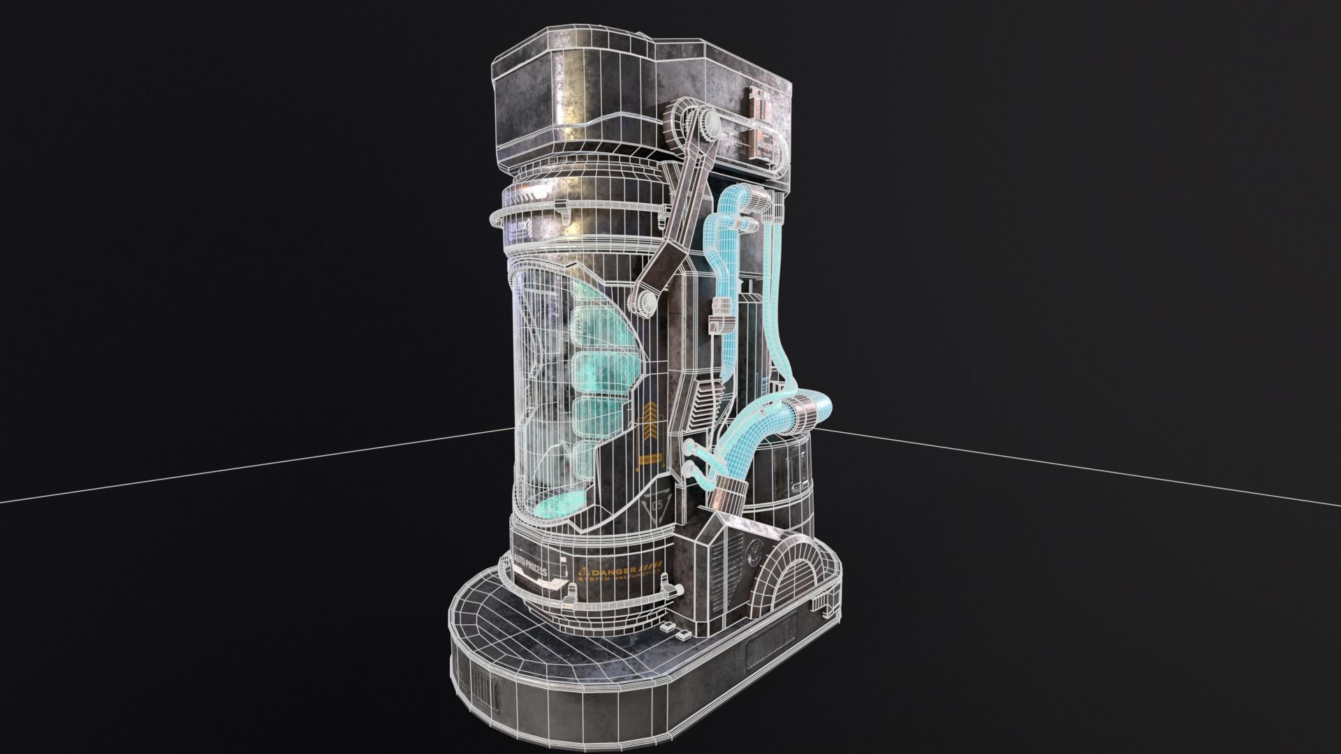 Cryopod Stasis Tube Low-poly 3D model_7