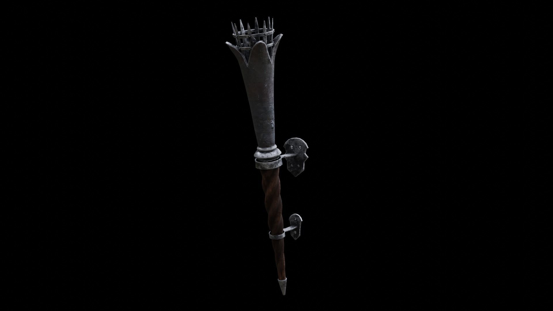 Torch medieval Prop PBR Free low-poly 3D model_14