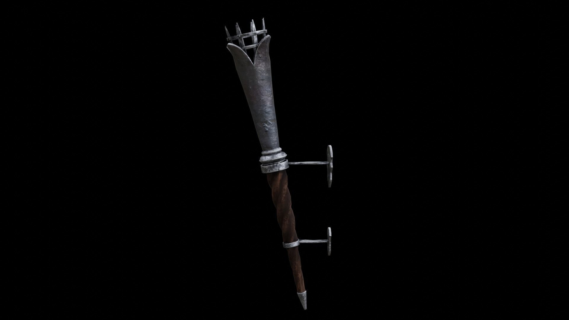 Torch medieval Prop PBR Free low-poly 3D model_31