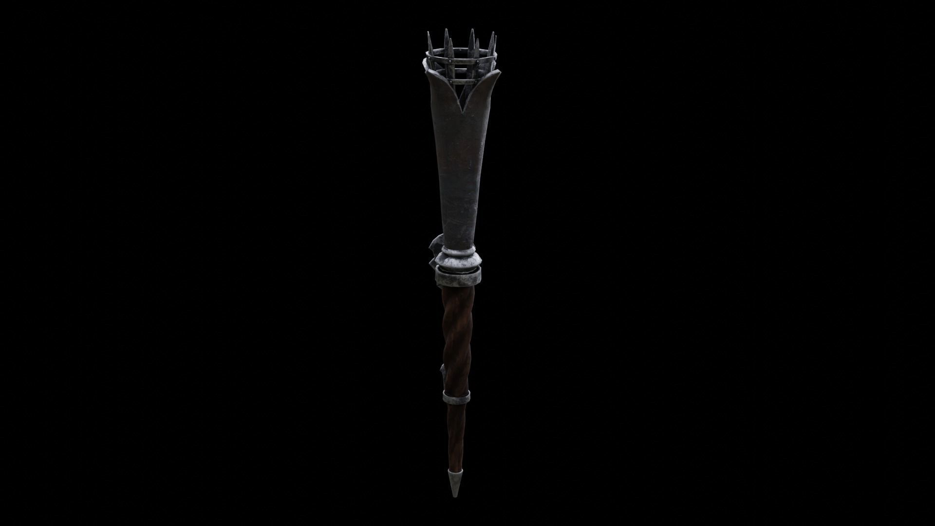 Torch medieval Prop PBR Free low-poly 3D model_16