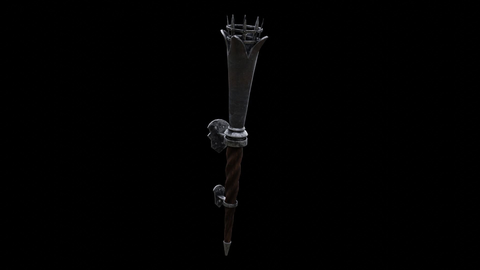 Torch medieval Prop PBR Free low-poly 3D model_17