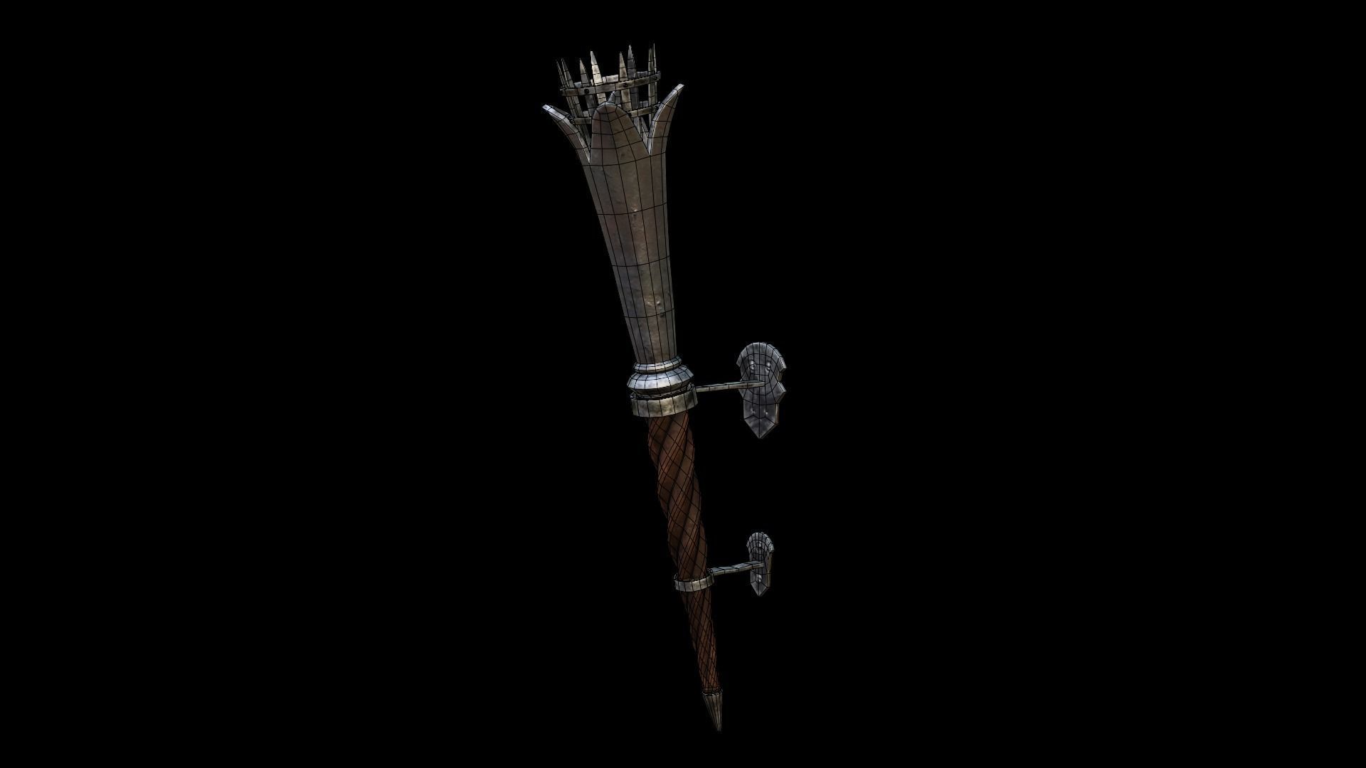 Torch medieval Prop PBR Free low-poly 3D model_6
