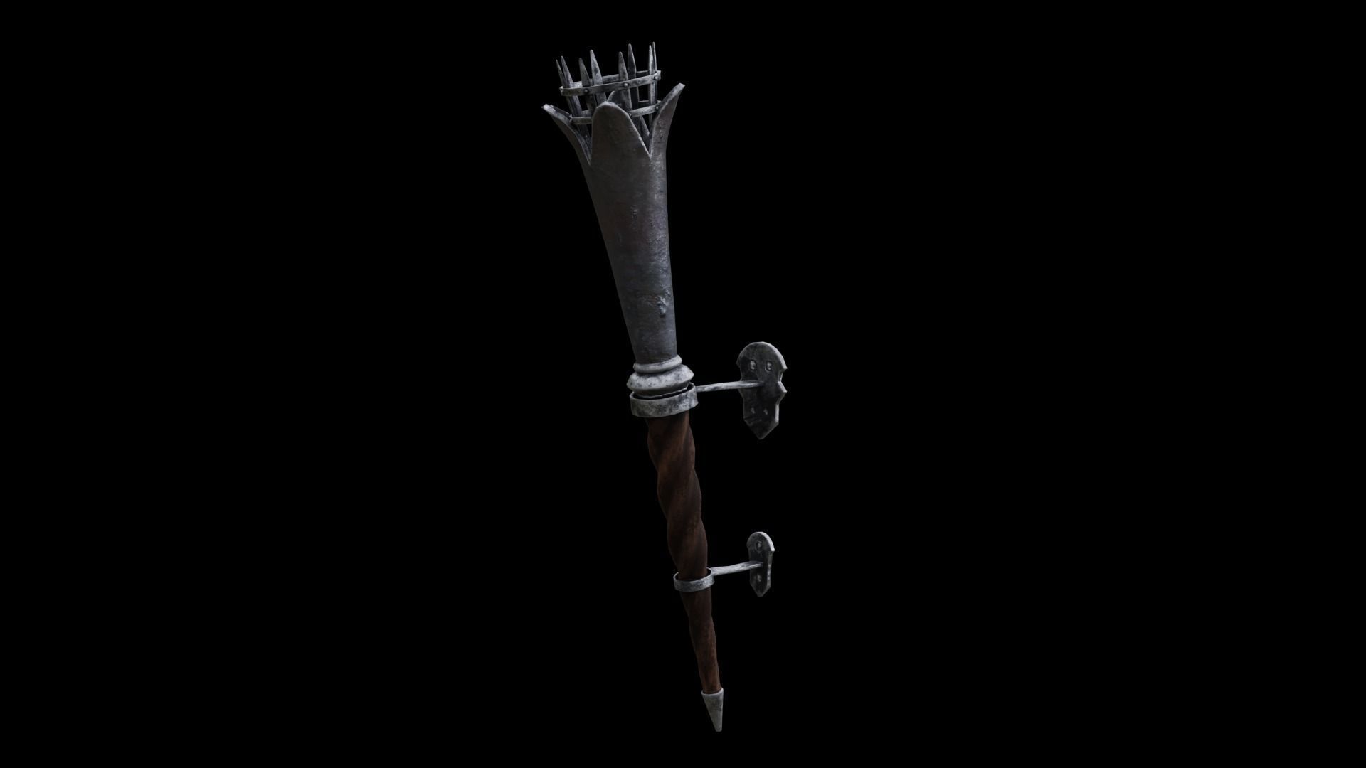 Torch medieval Prop PBR Free low-poly 3D model_12