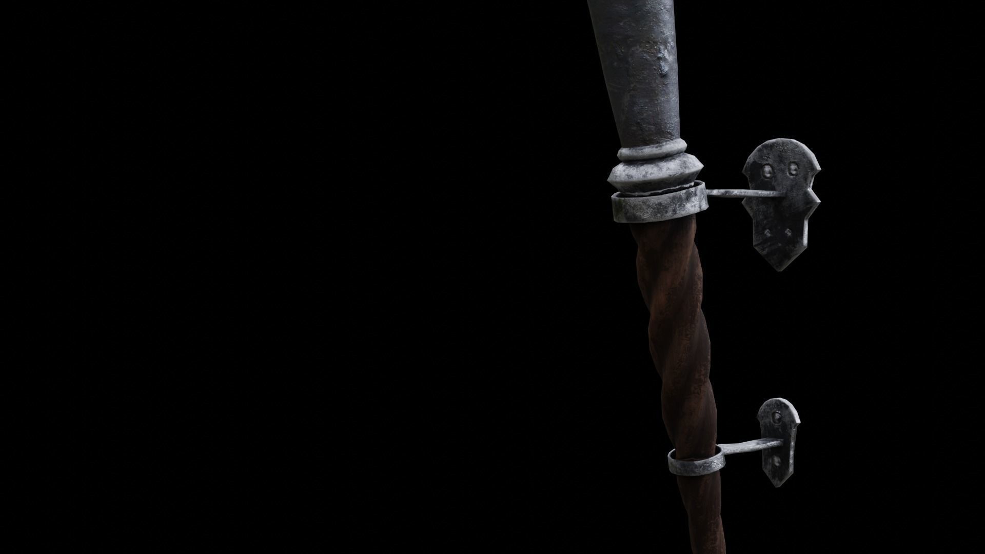 Torch medieval Prop PBR Free low-poly 3D model_3