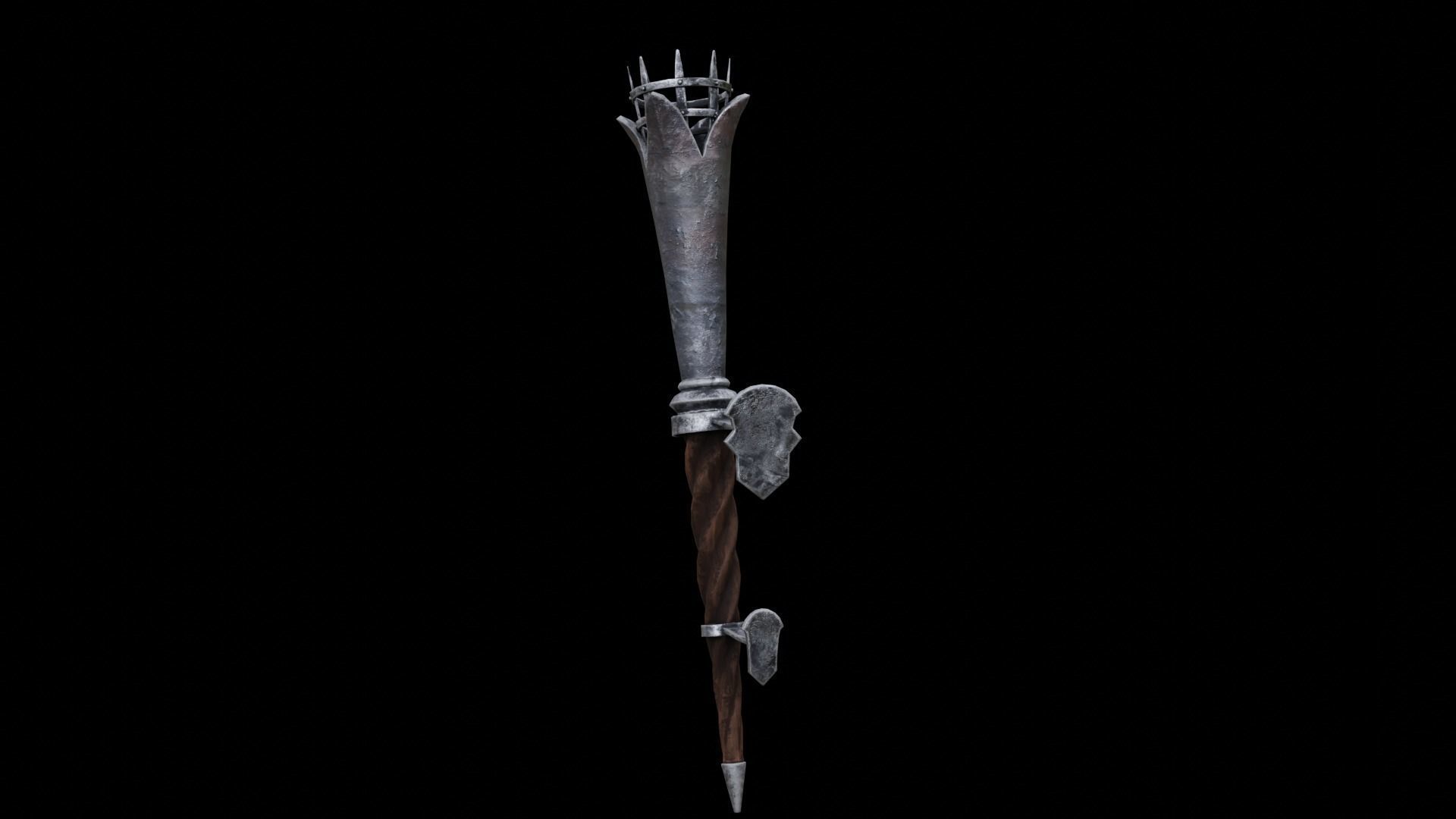 Torch medieval Prop PBR Free low-poly 3D model_27