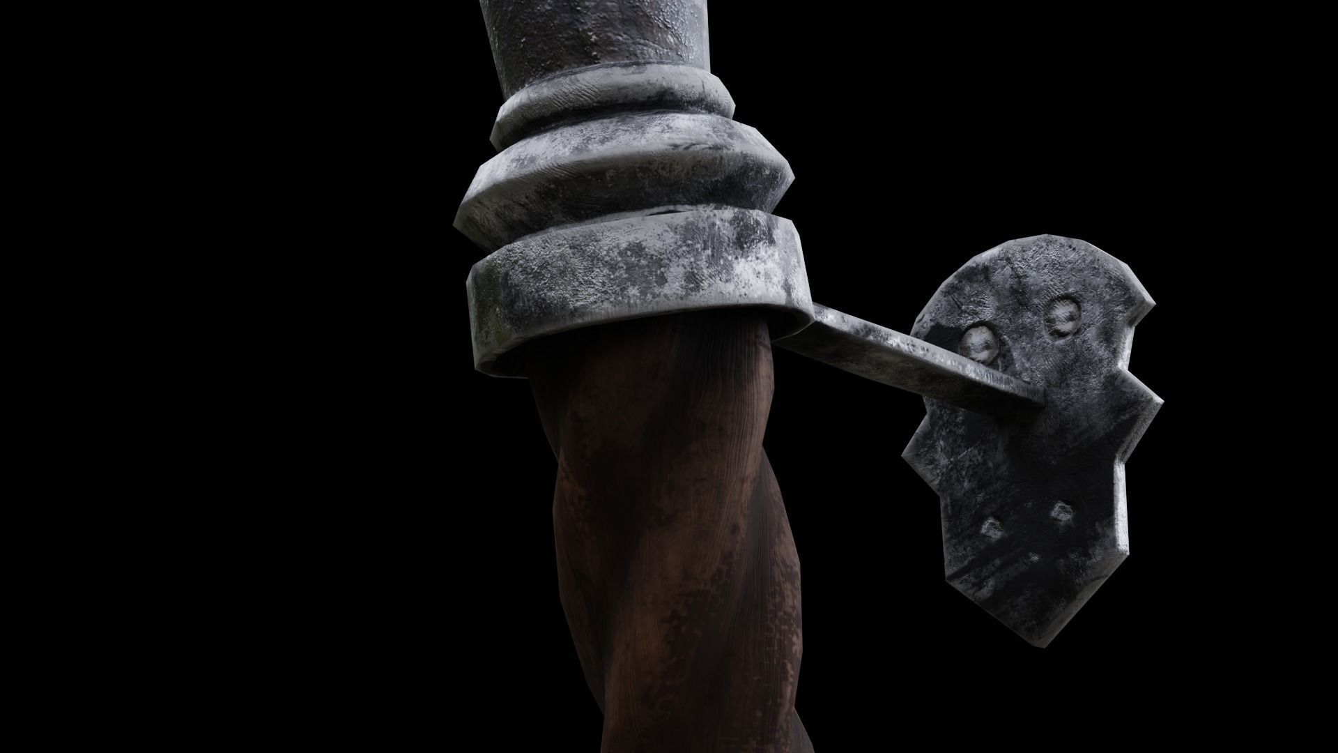 Torch medieval Prop PBR Free low-poly 3D model_4