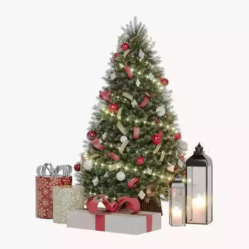 Realistic Christmas Tree with Decorations 3D Model