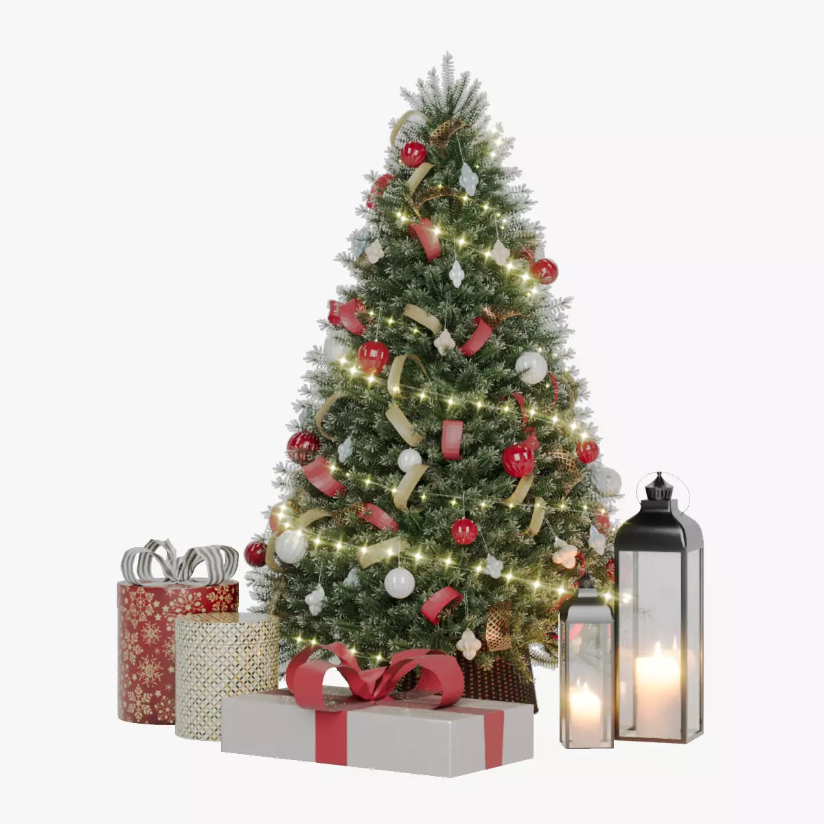 Realistic Christmas Tree with Decorations 3D Model 3D model_0